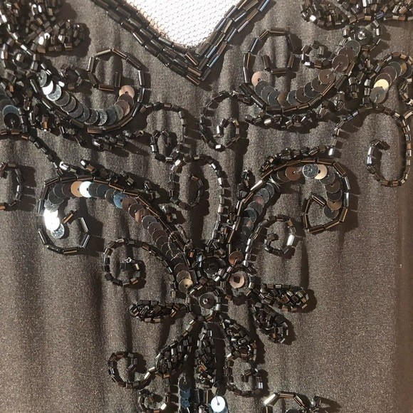 Vintage Black Beaded Silk Cocktail Dress by A.J.Bari for Lord & Taylor - Picture 4 of 14